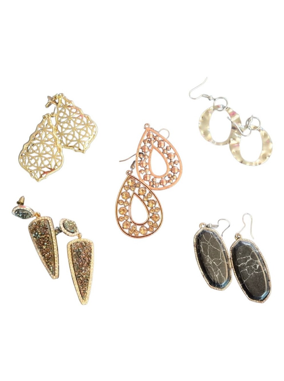 Vintage Dangle Earrings tear Drop Gold Silver, Rose Gold Women’s Earring Set